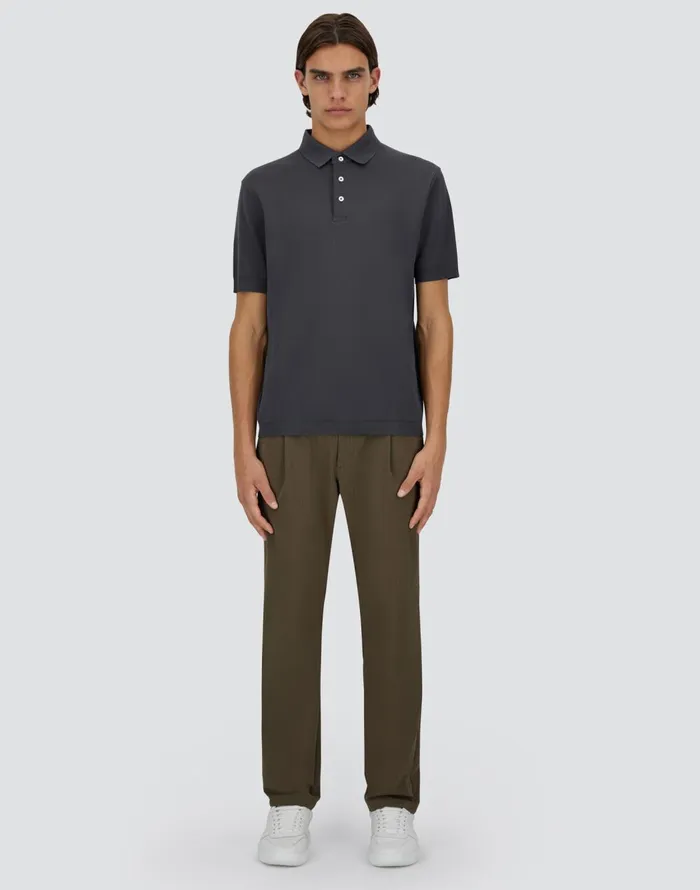Herno JERSEY KNIT EFFECT POLO SHIRT Grey Men Tshirts and Polo Shirts