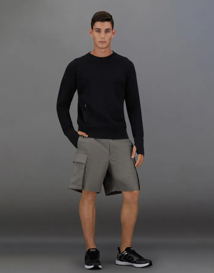 Herno LAMINAR SWEATER IN CONY KNIT AND EXTRALIGHT STRETCH Black Men Sweaters and Cardigan