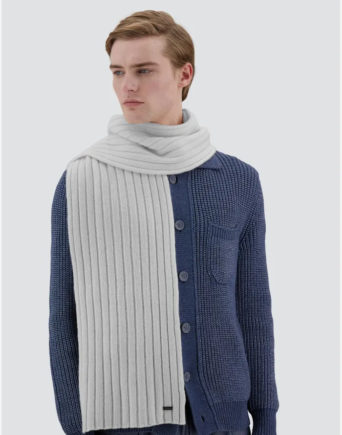 Herno RESORT SCARF IN INFINITY WOOL RIB Putty Men Scarves
