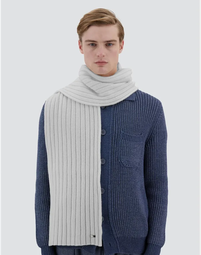 Herno RESORT SCARF IN INFINITY WOOL RIB Putty Men Scarves