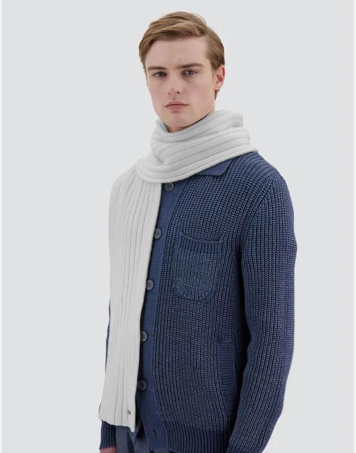 Herno RESORT SCARF IN INFINITY WOOL RIB Putty Men Scarves