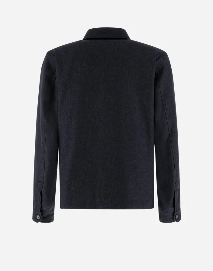 Herno RESORT SHIRT IN CASHMERE SILK Navy Blue Men Shackets