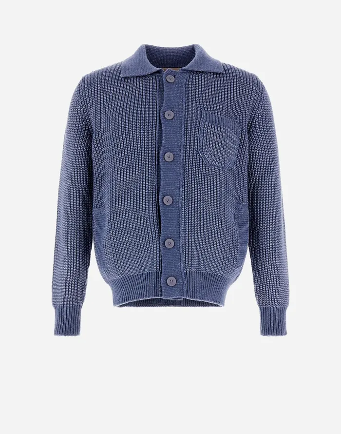 Herno RESORT SHIRT IN GUMMY KNIT Air Force Blue Men Knitwear