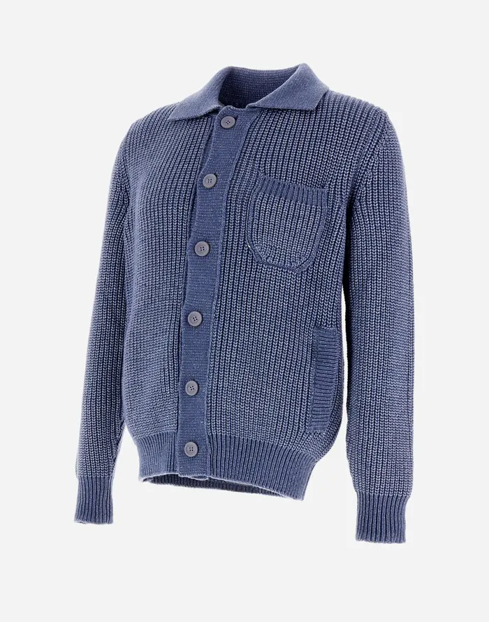 Herno RESORT SHIRT IN GUMMY KNIT Air Force Blue Men Knitwear