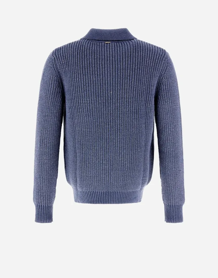 Herno RESORT SHIRT IN GUMMY KNIT Air Force Blue Men Knitwear