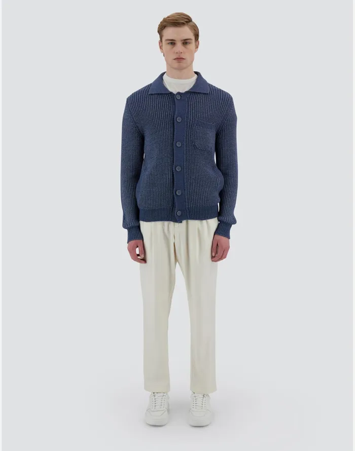 Herno RESORT SHIRT IN GUMMY KNIT Air Force Blue Men Knitwear