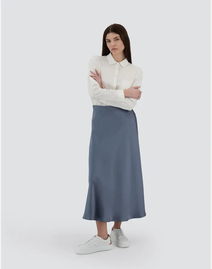 Herno RESORT SKIRT IN SATIN EFFECT Denim Women Skirts and Dresses