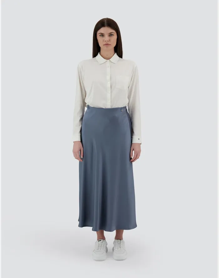 Herno RESORT SKIRT IN SATIN EFFECT Denim Women Skirts and Dresses