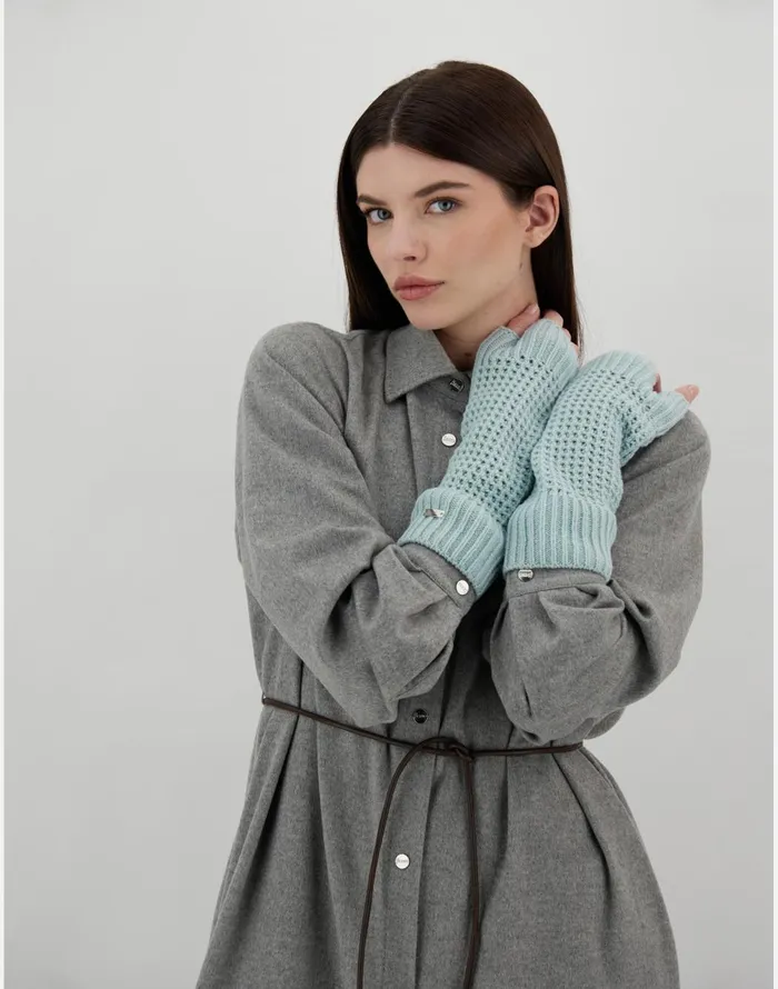 Herno RESORT SLEEVES IN INFINITY CUT OUT Aquamarine Women Sleeves and Gloves