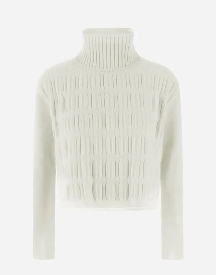 Herno RESORT SWEATER IN INFINITY 3D White Women Sweaters and Cardigan