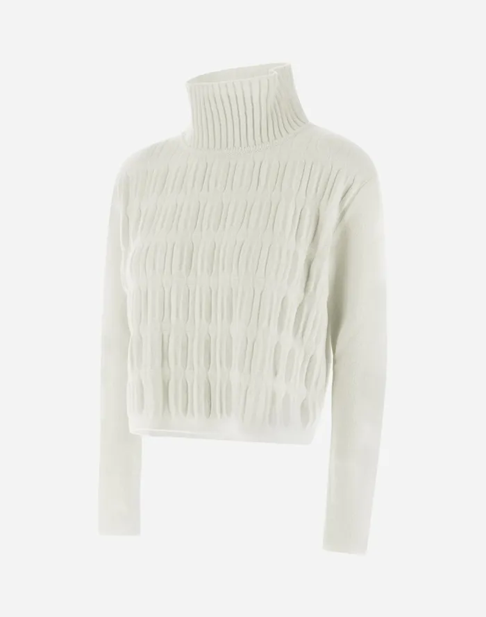 Herno RESORT SWEATER IN INFINITY 3D White Women Sweaters and Cardigan