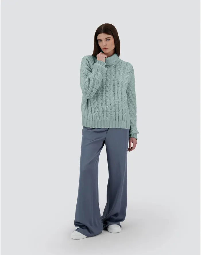 Herno RESORT SWEATER IN INFINITY BRAID Aquamarine Women Knitwear