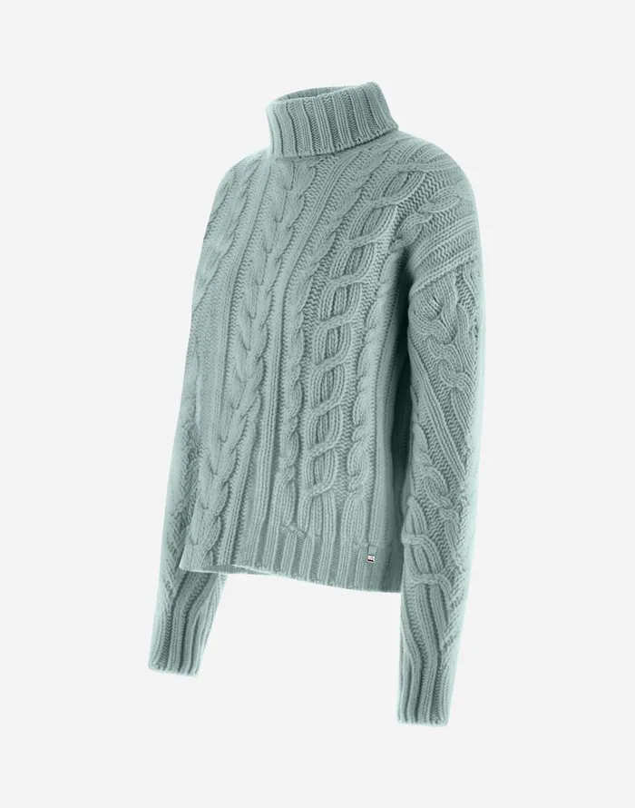 Herno RESORT SWEATER IN INFINITY BRAID Aquamarine Women Knitwear