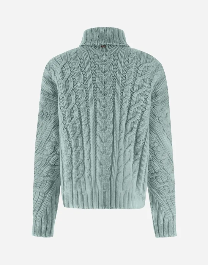 Herno RESORT SWEATER IN INFINITY BRAID Aquamarine Women Knitwear