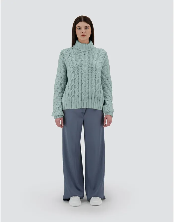 Herno RESORT SWEATER IN INFINITY BRAID Aquamarine Women Knitwear