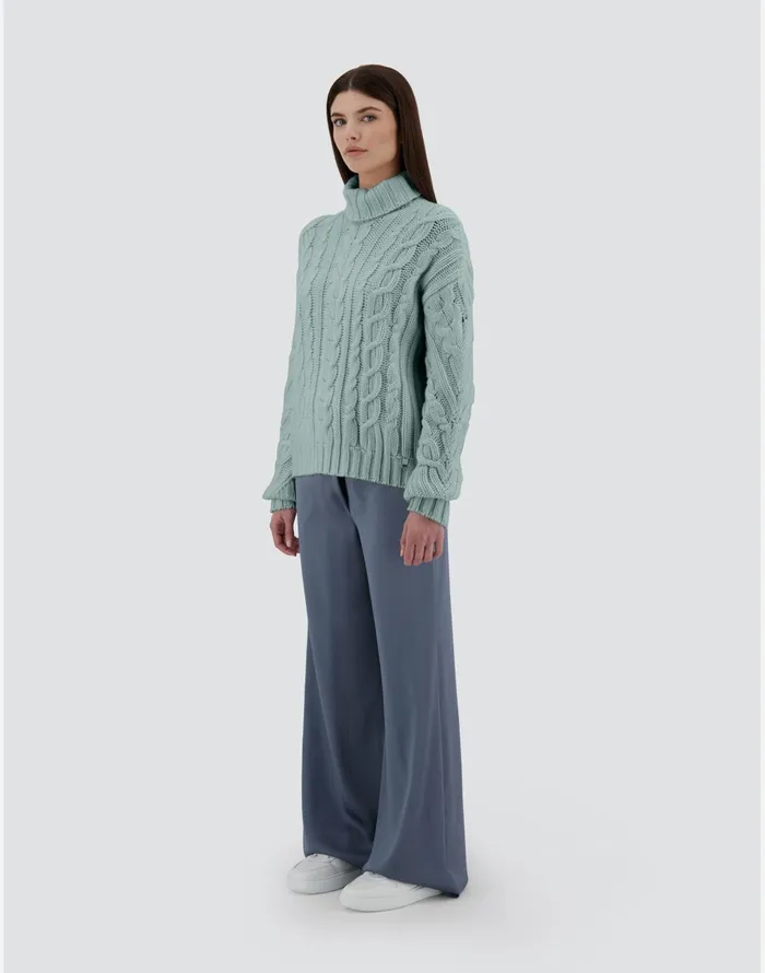 Herno RESORT SWEATER IN INFINITY BRAID Aquamarine Women Knitwear