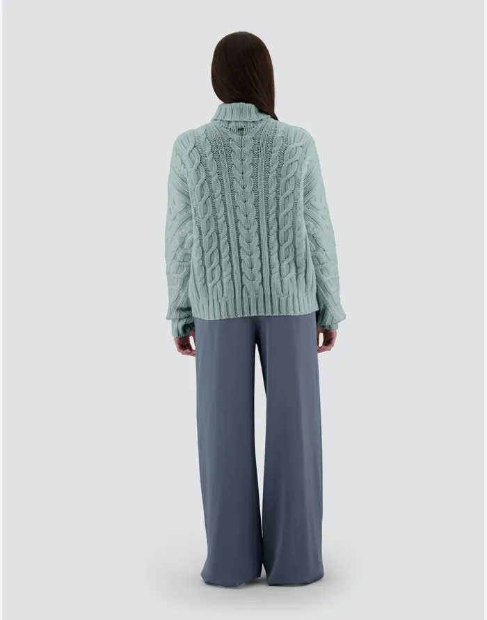 Herno RESORT SWEATER IN INFINITY BRAID Aquamarine Women Knitwear