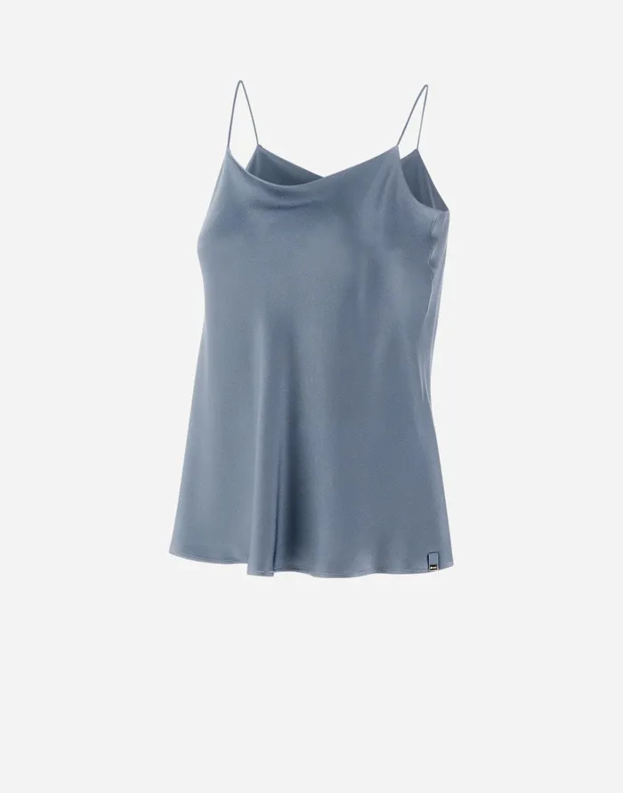 Herno RESORT TOP IN SATIN EFFECT Denim Women Tshirts and Tops