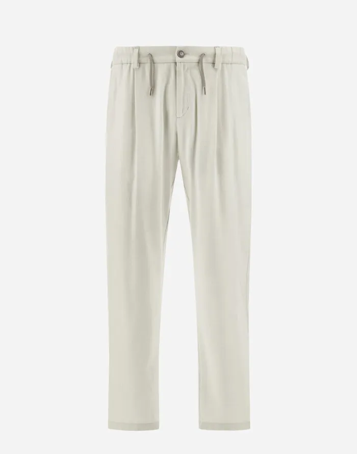 Herno RESORT TROUSERS IN CASHMERE SILK Ivory Men Trousers