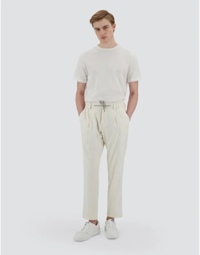 Herno RESORT TROUSERS IN CASHMERE SILK Ivory Men Trousers
