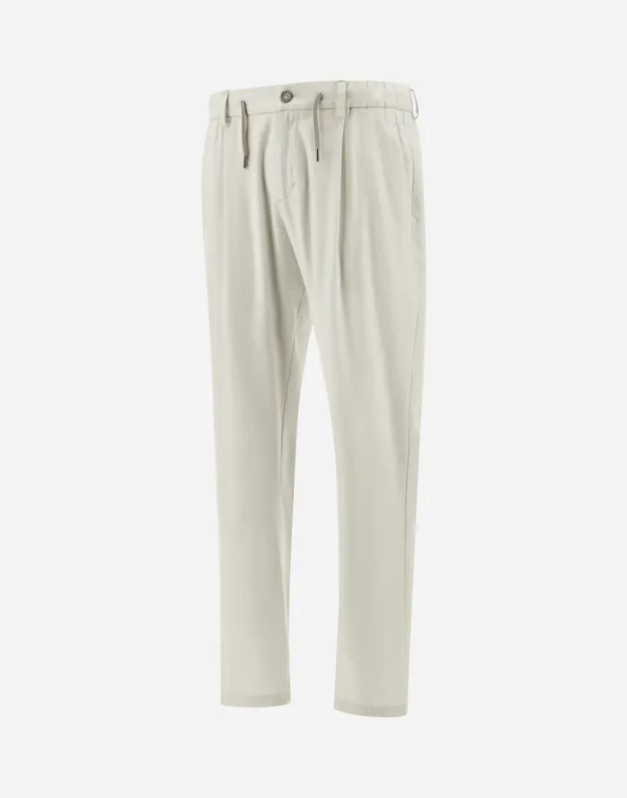 Herno RESORT TROUSERS IN CASHMERE SILK Ivory Men Trousers