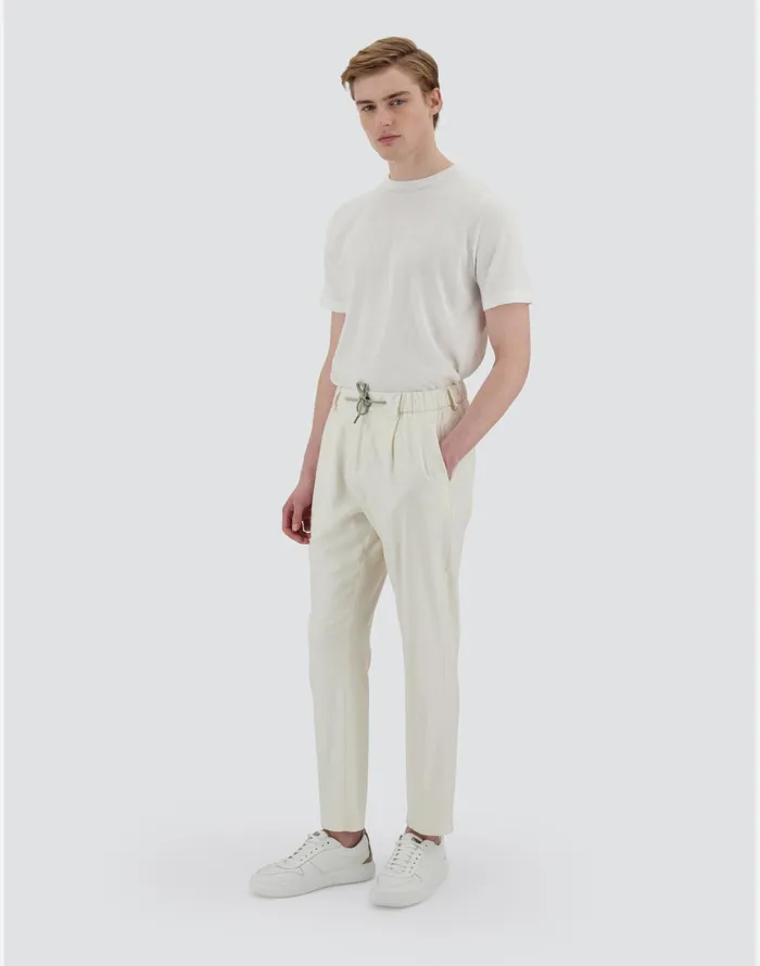 Herno RESORT TROUSERS IN CASHMERE SILK Ivory Men Trousers