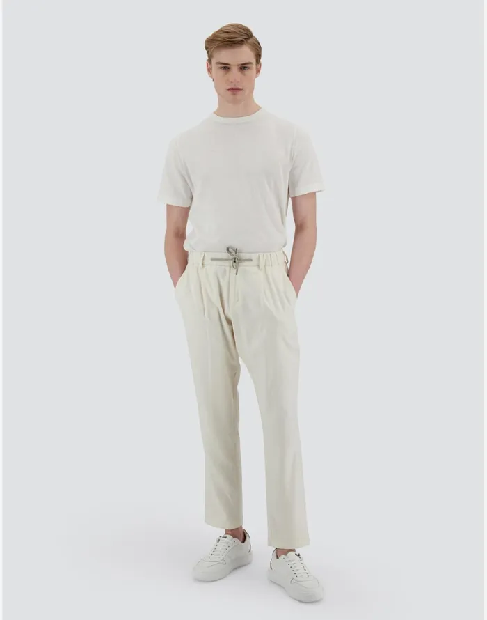 Herno RESORT TROUSERS IN CASHMERE SILK Ivory Men Trousers