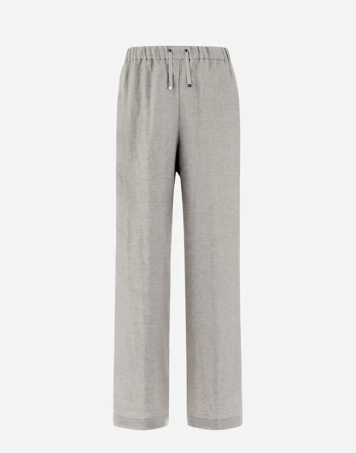 Herno RESORT TROUSERS IN NEW LINO LUREX Light Grey Women Trousers