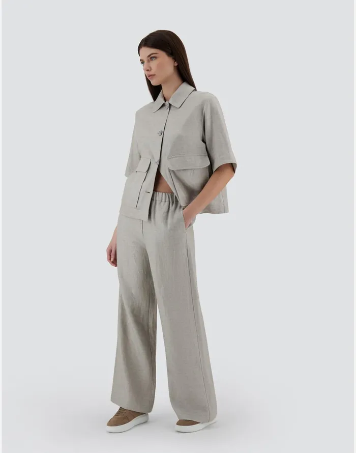 Herno RESORT TROUSERS IN NEW LINO LUREX Light Grey Women Trousers