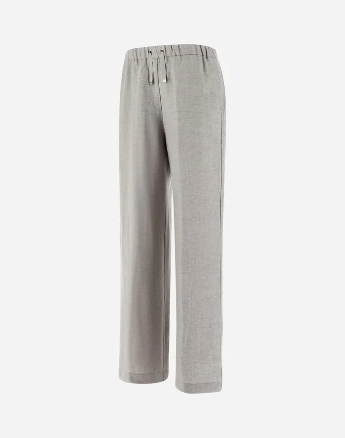 Herno RESORT TROUSERS IN NEW LINO LUREX Light Grey Women Trousers