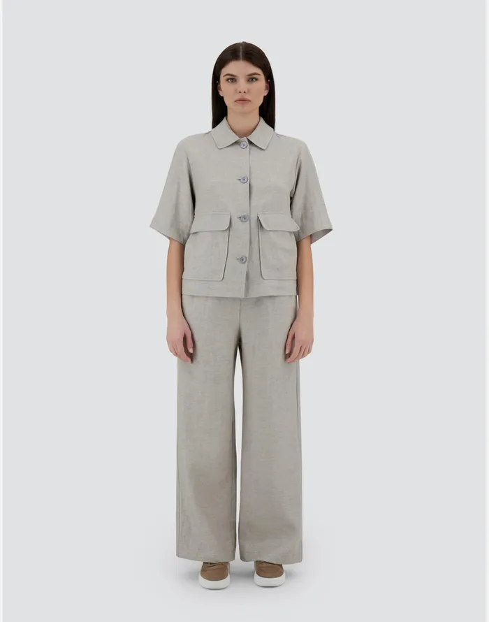 Herno RESORT TROUSERS IN NEW LINO LUREX Light Grey Women Trousers
