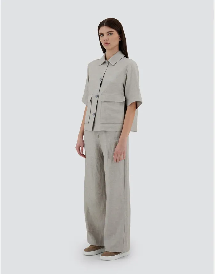Herno RESORT TROUSERS IN NEW LINO LUREX Light Grey Women Trousers