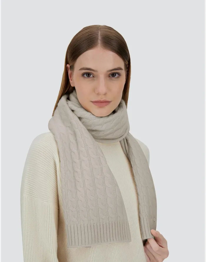 Herno SCARF IN ETERNITY CASHMERE CABLE Chantilly Women Scarves