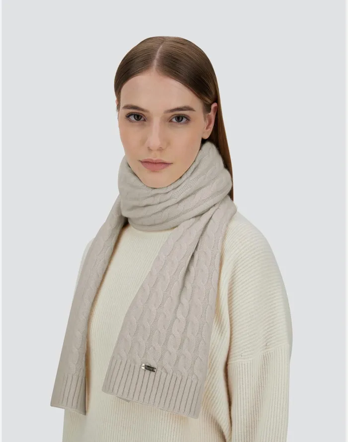 Herno SCARF IN ETERNITY CASHMERE CABLE Chantilly Women Scarves
