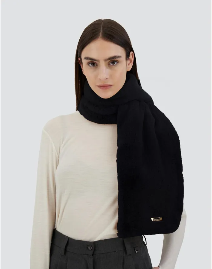 Herno SCARF IN SOFT FAUX FUR AND NYLON ULTRALIGHT Black Women Scarves
