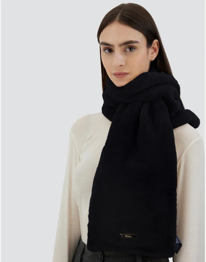 Herno SCARF IN SOFT FAUX FUR AND NYLON ULTRALIGHT Black Women Scarves