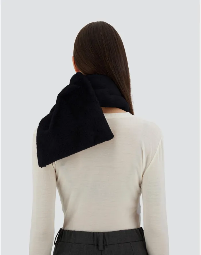 Herno SCARF IN SOFT FAUX FUR AND NYLON ULTRALIGHT Black Women Scarves