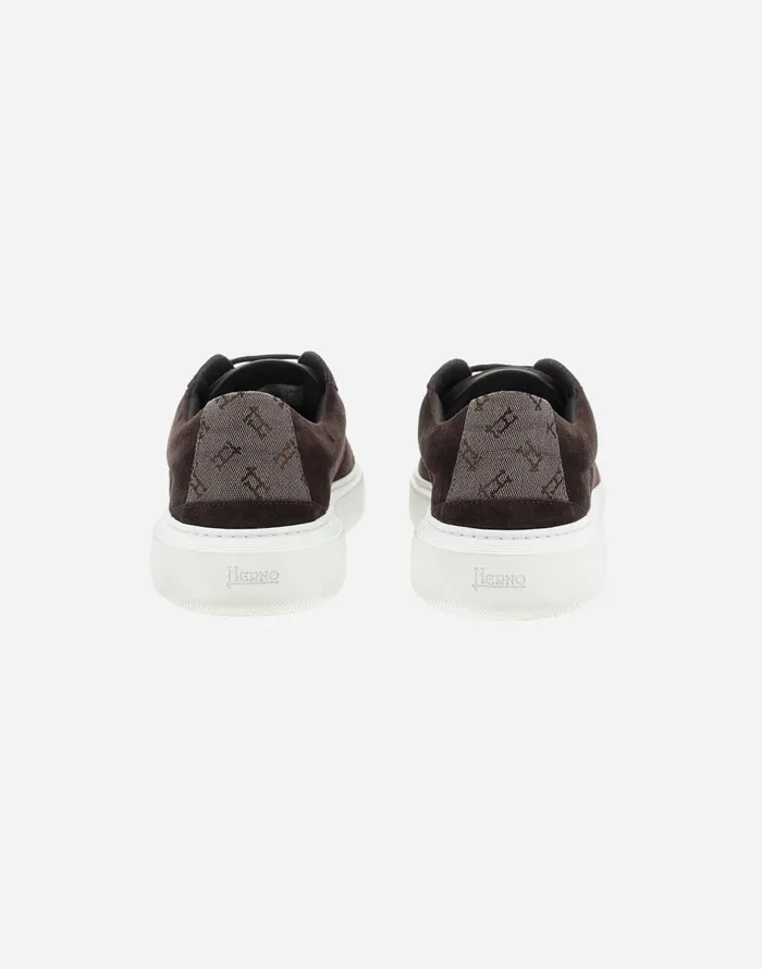 Herno SUEDE AND MONOGRAM TRAINERS Dark Brown Men Shoes