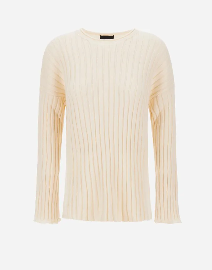 Herno SWEATER IN WOOL COTTON Cream Women Knitwear