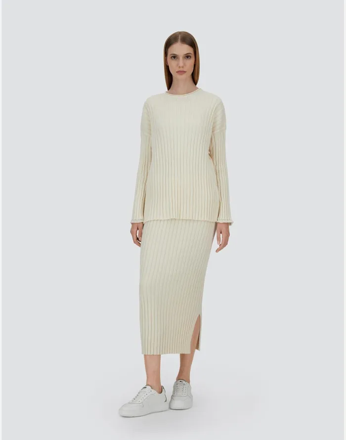Herno SWEATER IN WOOL COTTON Cream Women Knitwear