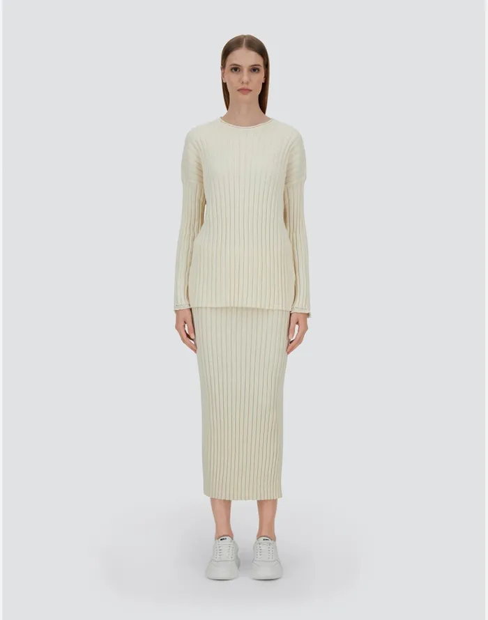 Herno SWEATER IN WOOL COTTON Cream Women Knitwear