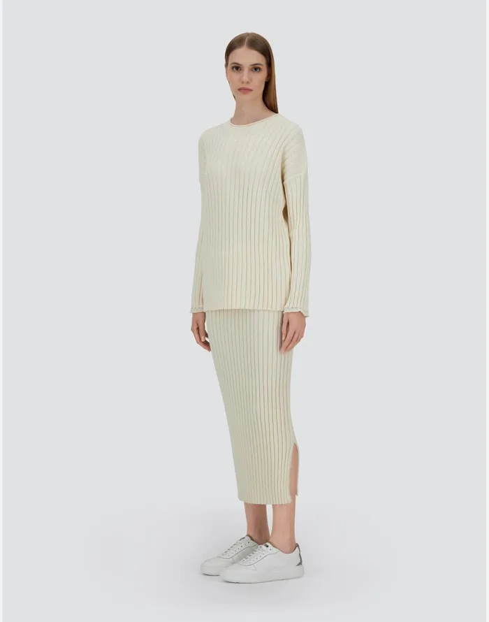 Herno SWEATER IN WOOL COTTON Cream Women Knitwear