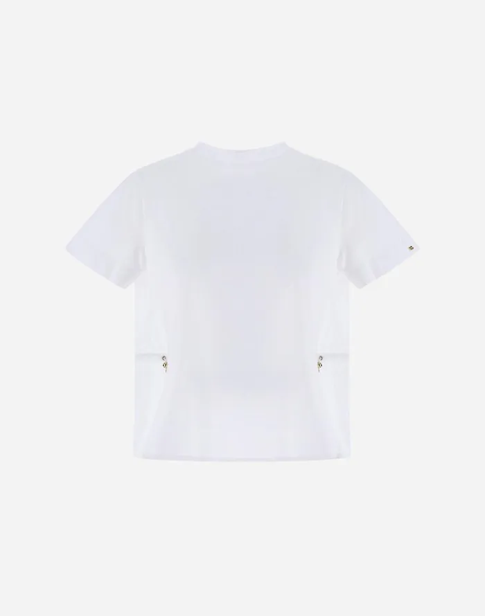Herno TSHIRT IN CHIC COTTON JERSEY AND NEW TECHNO TAFFETA White Women Tshirts and Tops
