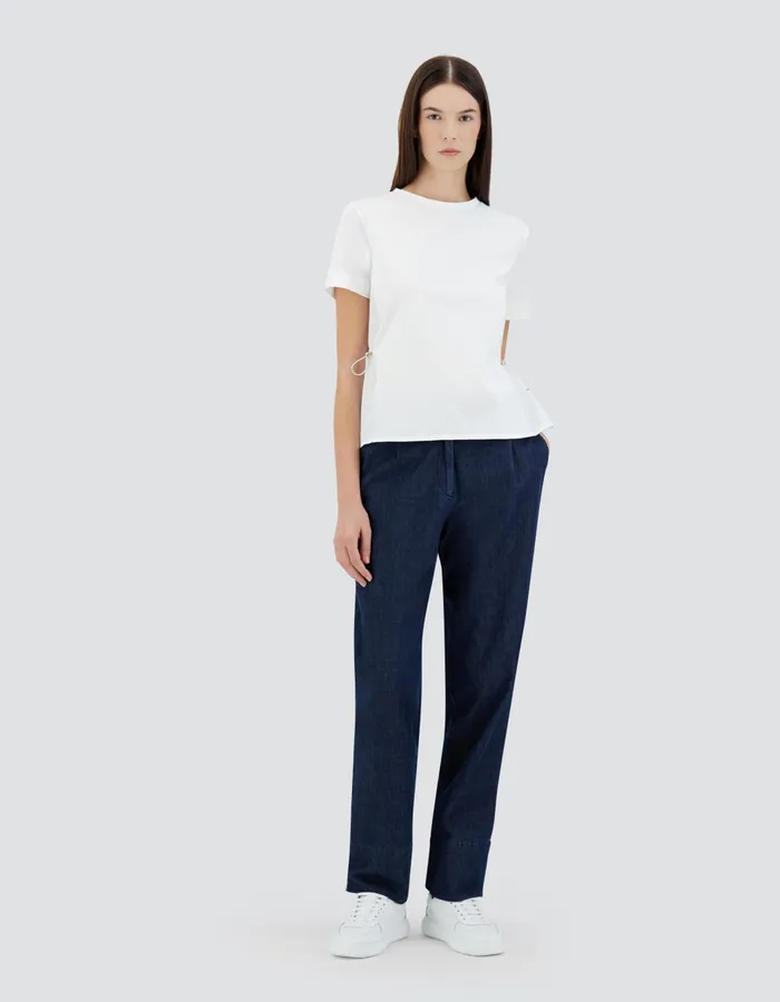 Herno TSHIRT IN CHIC COTTON JERSEY AND NEW TECHNO TAFFETA White Women Tshirts and Tops