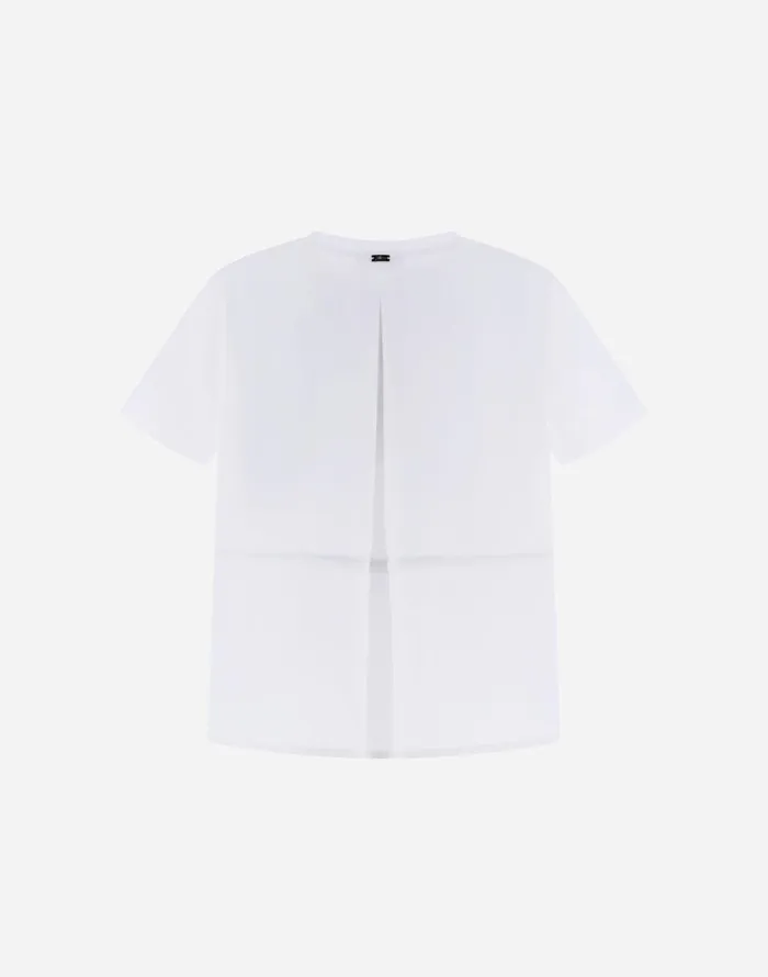 Herno TSHIRT IN CHIC COTTON JERSEY AND NEW TECHNO TAFFETA White Women Tshirts and Tops
