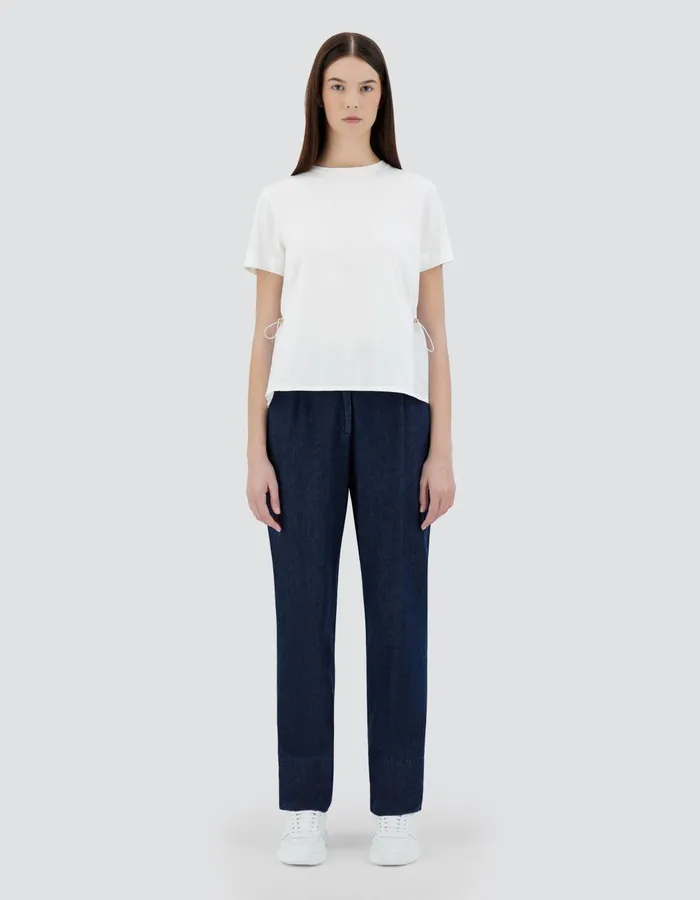 Herno TSHIRT IN CHIC COTTON JERSEY AND NEW TECHNO TAFFETA White Women Tshirts and Tops