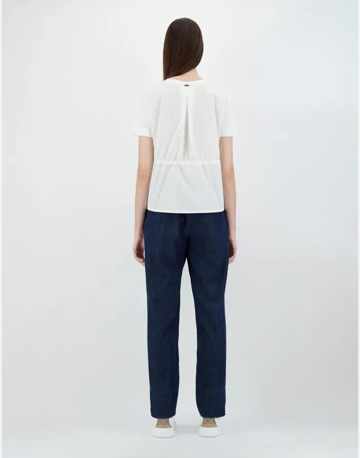 Herno TSHIRT IN CHIC COTTON JERSEY AND NEW TECHNO TAFFETA White Women Tshirts and Tops
