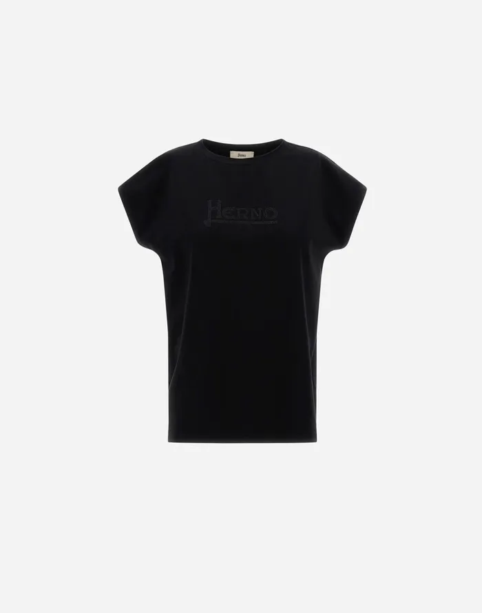 Herno TSHIRT IN INTERLOCKJERSEY Black Women Tshirts and Tops