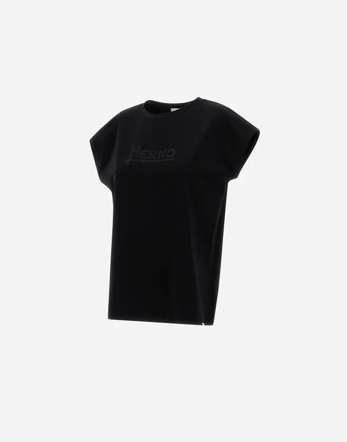 Herno TSHIRT IN INTERLOCKJERSEY Black Women Tshirts and Tops