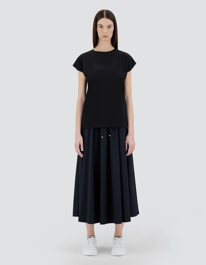 Herno TSHIRT IN INTERLOCKJERSEY Black Women Tshirts and Tops